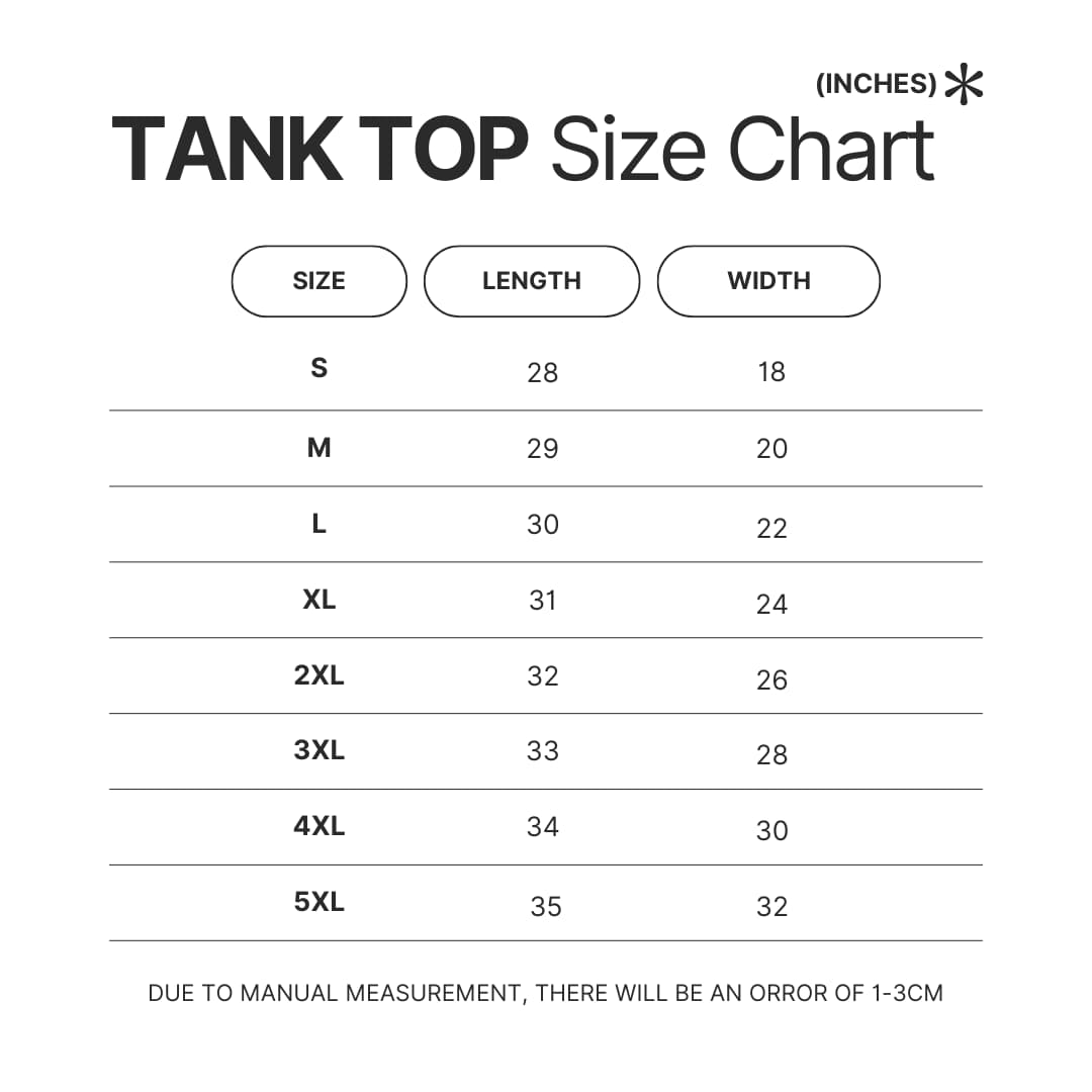 Tank Top Size Chart - Cow Niche
