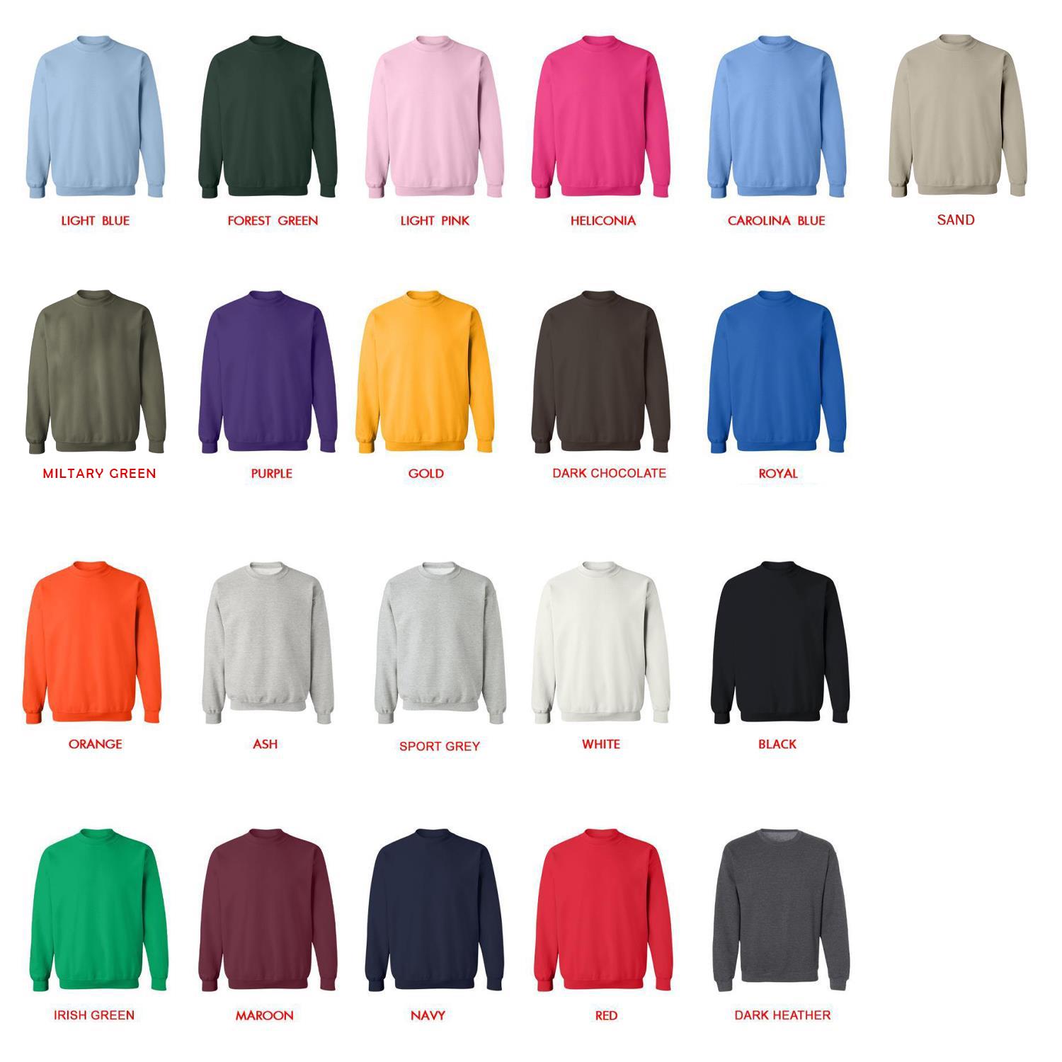 sweatshirt color chart - Cow Niche