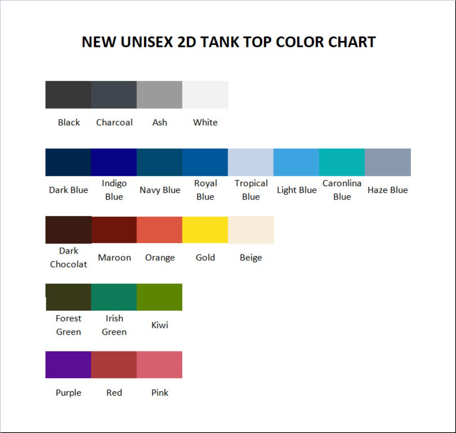 tank top color chart - Cow Niche