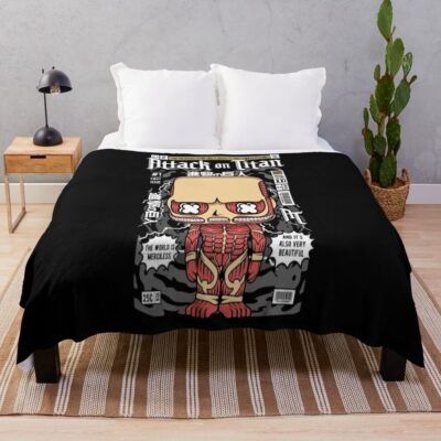 Attack On Titan The Colossus Titan Shingeki No Kyojin Cho Ogata Kyojin The World Is Merciless And It S Also Very Beautiful Anime Manga Throw Blanket