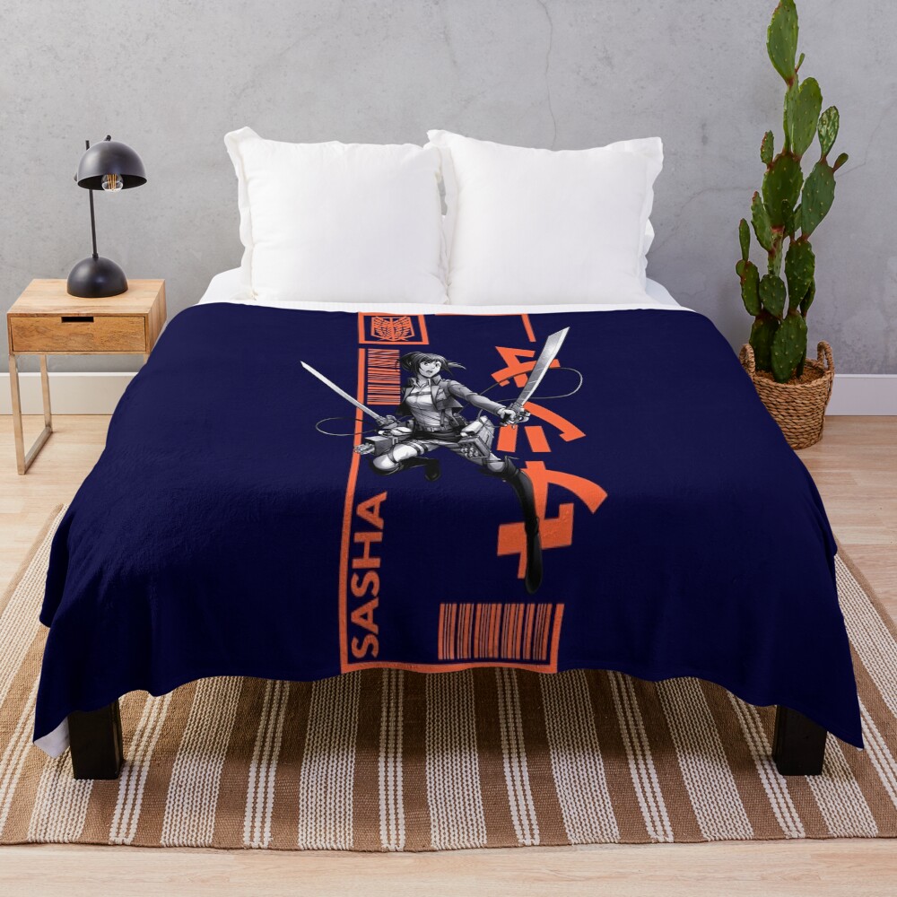 Sasha Braus A T T A C K On Titan Typography 3 Classic Best Women 90s Retro Cotton Hot Trend Throw Blanket