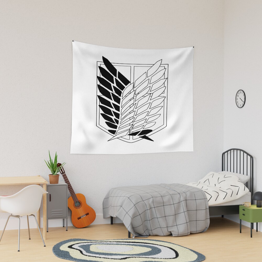 Exploration Battalion Snk Black And White Emblem Tapestry