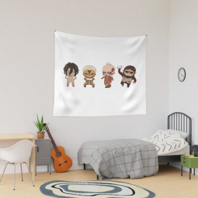 Attack On Titan Wall Breach Scene Epic Manga Style Tapestry