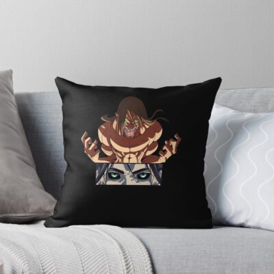 Eren Yeager Titan Attack Throw Pillow