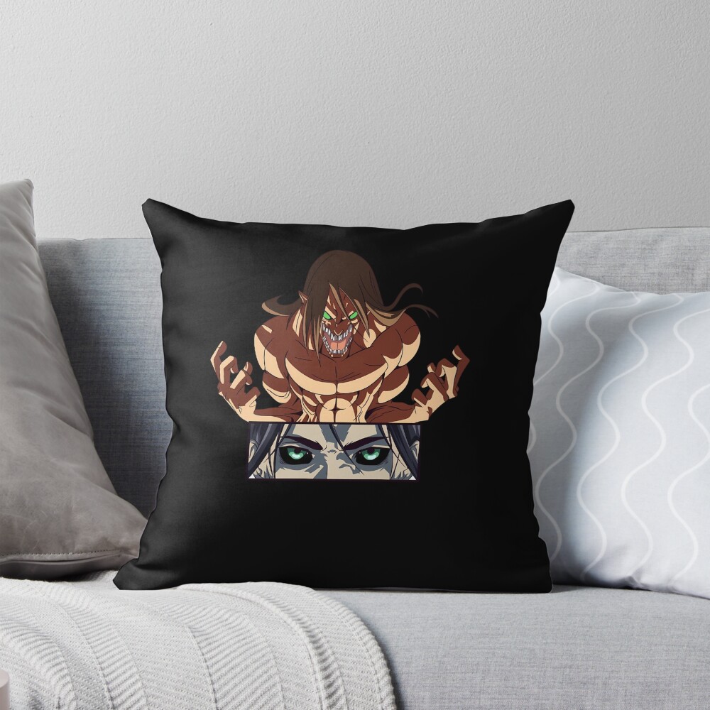 Eren Yeager Titan Attack Throw Pillow