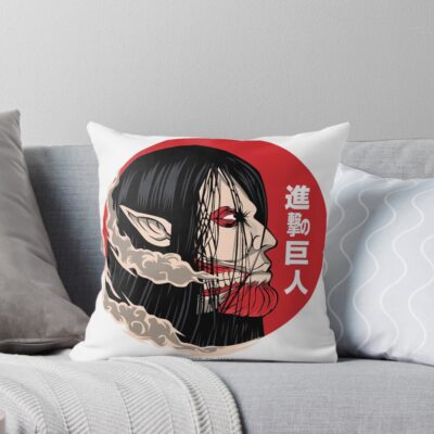 The Attacker Eren Yeager Throw Pillow