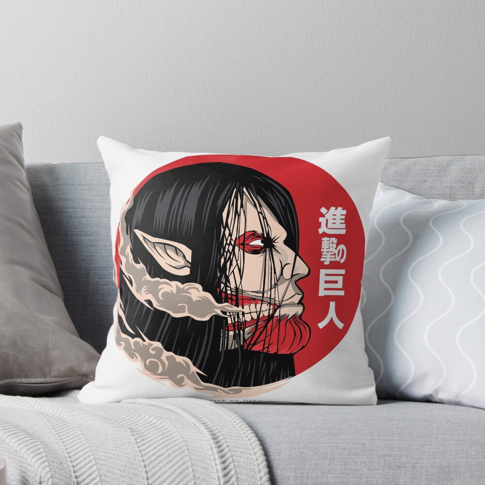 The Attacker Eren Yeager Throw Pillow