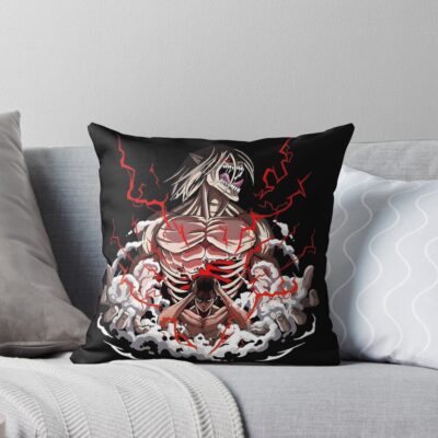 Eren Yeager Attack Throw Pillow