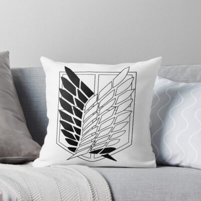 Exploration Battalion Snk Black And White Emblem Throw Pillow
