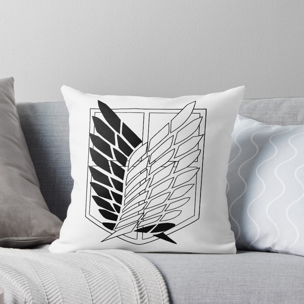 Exploration Battalion Snk Black And White Emblem Throw Pillow