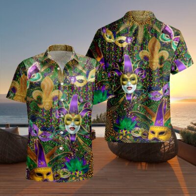 Happy Mardi Gras Unisex Hawaii Shirts, Soft Hawaii Shirt, 3D Hawaiian Aloha Shirt, Hawaii Shirt for Men and Women, Summer Hawaiian Shirt