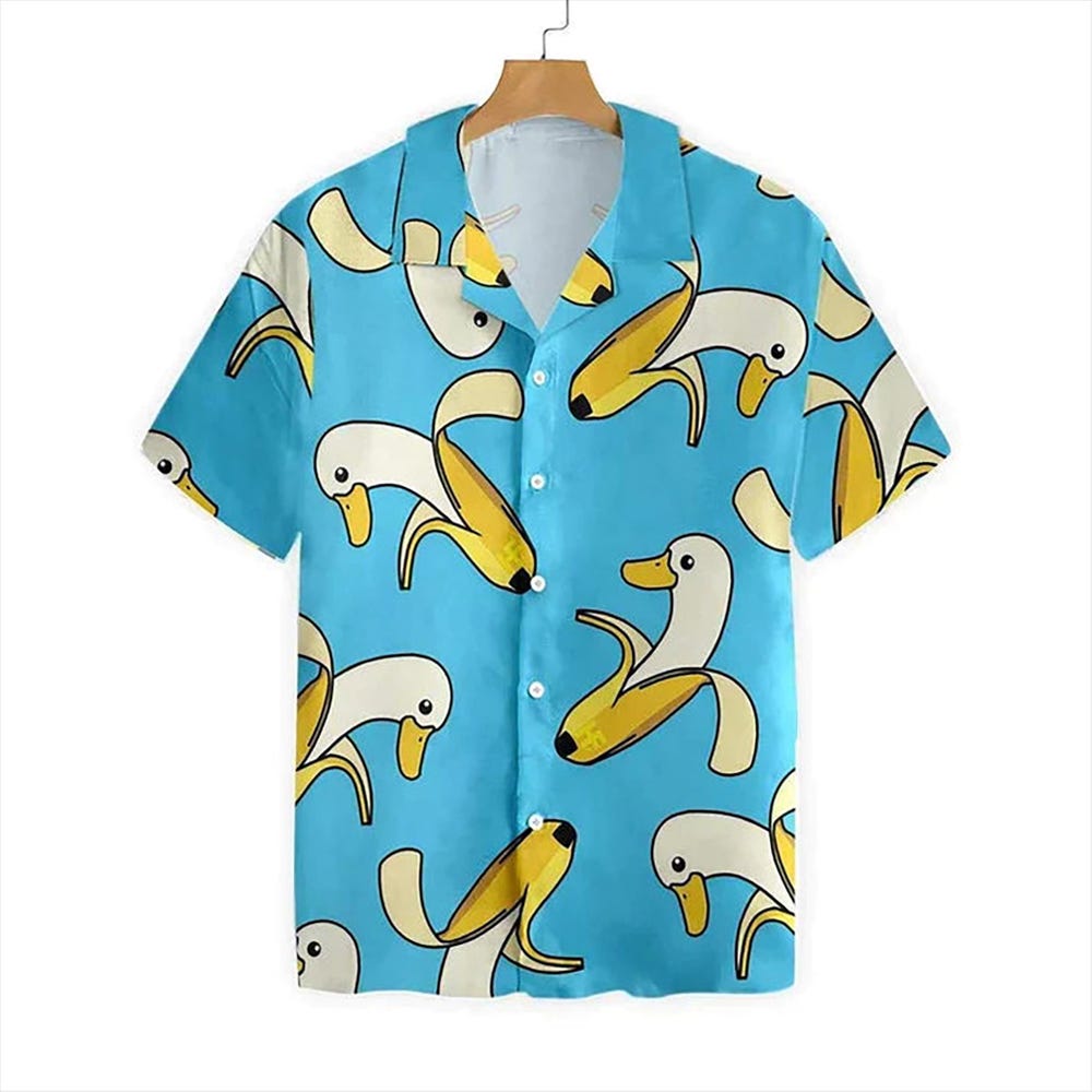 Funny Banana Duck Hawaiian Shirt, Novelty Tropical Button Up, Couples Matching Outfit, Beach Vacation Wear, Summer Party Shirt - Image 2