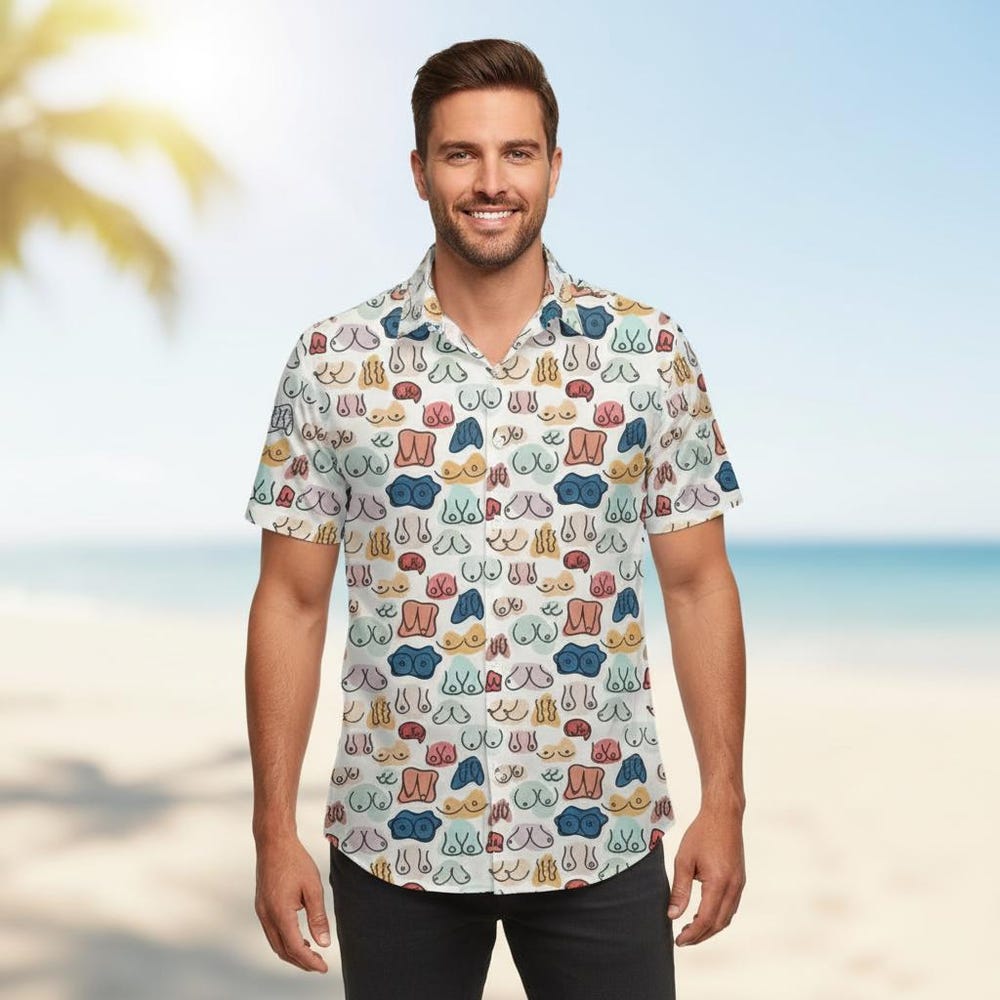 Funny Novelty Hawaiian Shirt for Men, Tropical Button Up Beach Shirt, Casual Summer Vacation Party Outfit for Him - Image 2