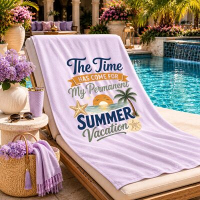 Teacher Retirement Beach Towel, Retired Teacher Gift for Colleague, Summer Vacation Pool Towel, Beach Vacation Towel, Retirement Party Gift