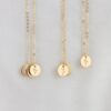 Personalized Birth Flower Disc Necklace, Initial Charm, Bridesmaid Gift